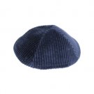 17 cm dark blue corduroy kippah with four sections