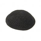 18cm Black Knitted Kippah with Round Holes and Tight Weave