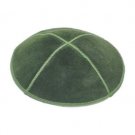 16 Centimeter Olive Green Leather Kippah with Four Sections