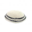 17 cm cream knitted kippah with embroidery