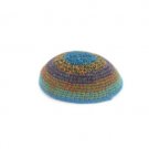16 cm. Rainbow Colored Wool Knitted Kippah