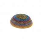 16 Centimeter Multi-Colored Knitted Kippah in Striped Design