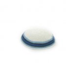 15 cm knitted white kippah with two-toned blue border