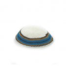 15 cm blue and yellow knitted kippah