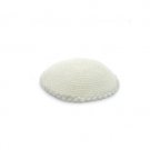 15cm White Knitted Kippah with Silver Lace Trim
