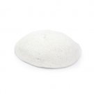 18cm White Knitted Kippah with Tight Weave