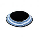 15cm black kippah with a multi-colored border