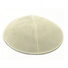 17 Centimeter Leather Kippah with Four Sections and Baseball Stitching