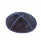 17 cm suede kippah with four sections in navy blue