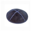 16 cm blue suede kippah with embroidery