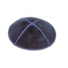 14 cm navy blue suede kippah with embroidery