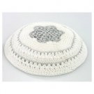 White Knitted with Silver Star of David and Silver Bands