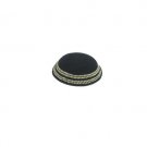 Black Knitted Kippah with Green and White Stripes
