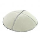Leather Kippah with Silver Seams
