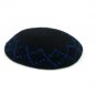 19cm Black Knitted Kippah with Large Blue Diamonds