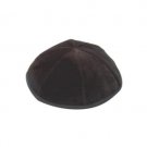 24 Centimeter Kippah in Plush Black Velvet with Fabric Ribbon Piping