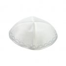 19 Centimeter Satin Kippah with White Diagonal Lines and Dot Pattern