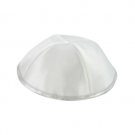 15cm White Satin Kippah with Four Sections and White Rim