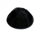 Black Terylene Kippah with Dome Shape and Six Sections