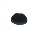 Velvet Kippah with Silver Waves in Dark Blue