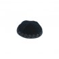Velvet Kippah with Silver Waves in Dark Blue