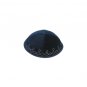 Velvet Kippah with Silver Lines and Loops in Blue