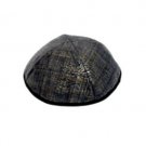 Black Cloth Kippah with Black and Gold Stripes