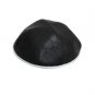 Black Cloth Kippah with Embossed Black Pattern and White Rim