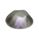 Silver Cloth Kippah with Four Sections and Ribbon Trim