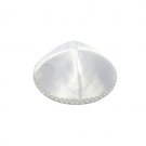 Terylene Kippah with White and Silver Lace Trim