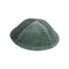 17 cm dark olive green colored corduroy kippah with embroidery