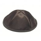 20 Centimeter Wide Black Satin Kippah with 4 Sections and Bottom Rim