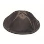 20 Centimeter Wide Black Satin Kippah with 4 Sections and Bottom Rim