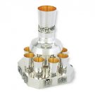 Sterling Silver Kiddush Fountain Eight Cups in Jerusalem Panorama Design