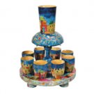 Yair Emanuel Kiddush Fountain with a Scene of Jerusalem in Painted Wood