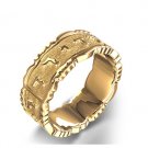 Textured ""Ani Le-Dodi"" Hebrew Wedding Ring in 18k Yellow Gold