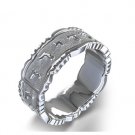 Textured ""Ani Le-Dodi"" Hebrew Wedding Ring in 14k White Gold