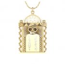 Ten Commandments and Torah Pendant with Chain in 18k Yellow Gold