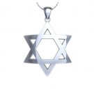 Curved 3D Star of David Pendant with Chain in 18k White Gold