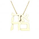 Ahava--Hebrew Love Pendant with Chain in 14k Yellow Gold