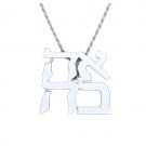 Ahava--Hebrew Love Pendant with Chain in 14k White Gold