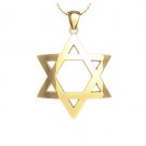 Curved 3D Star of David Pendant with Chain in 14k Yellow Gold