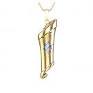 Scroll Design Mezuzah Pendant with Chain in 14k Two-Tone Gold