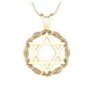 Rope Design Star of David Pendant and Chain in 14k Yellow Gold
