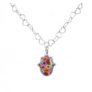 Multicolored Floral Hamsa Necklace