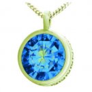 Sterling silver round pendant with dark blue stone with chain