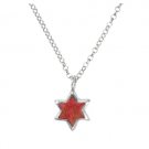 Red Star of David Pendant with Circle Chain Necklace