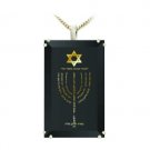 Sterling Silver Rectangular Pendant with 24 Karat Gold and a Menorah