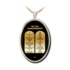 Sterling Silver Oval Pendant with 24 Karat Gold Writing