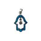2 cm Hamsa pendant in sterling silver with Star of David